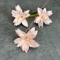 Artificial pink and white lily branch with three lifelike heads for wedding decor - Pink