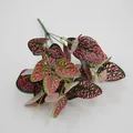 Artificial red polka dot plant bunch with vivid textured leaves for home decor - 7-Prong Red Scindapsus Leaf