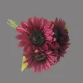 Three-head artificial sunflower bouquet in deep burgundy red with velvet texture - Double Layer Petal / Red