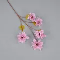 Künstliche Dahlie mit 5 rosa Blütenköpfen und grünen Blättern an braunem Zweig - Dunkelrosa