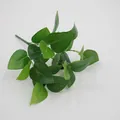 Artificial heart-shaped green leaves bundle with natural veins for home decor - 7-Prong Green Scindapsus Leaf