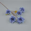 Single stem artificial daisy branch with five purple blooming flower heads for home decor - Dusty Blue