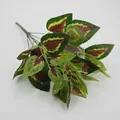 Artificial coleus plant bundle with green and red serrated leaves for decoration - Design No.5