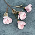 Künstlicher Magnolienzweig mit 4 rosa Seidenblüten und realistischem braunem Stiel - Rosa