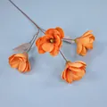 Artificial 4-head orange magnolia silk flower stem with lifelike petals for decor - Orange