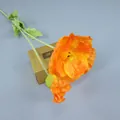 Amapola artificial naranja con tallo verde flocado y una cabeza de flor abierta - Naranja
