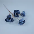 Artificial deep blue delphinium branch with four silk blossoms for home floral decor - Dusty Blue