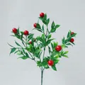 Ramo di bacche rosse artificiali con foglie verdi in vaso di vetro per decoro tavola - 33CM / Bacca Stile Mela