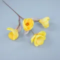 Artificial yellow magnolia branch with four blooming heads for home and wedding decor - Yellow