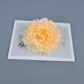 Künstliche 20cm Pfingstrosenblüte in Creme mit rosa Rändern und grünen Blättern - Champagner