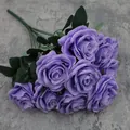 Bouquet di rose artificiali color lavanda con 10 teste per decorazione domestica - Viola