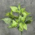 Artificial green leaf branch with white veins and heart-shaped foliage decor - Design No.12