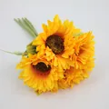 Artificial sunflower bouquet with vibrant yellow petals and realistic brown centers - Triple Layer Petal / Orange