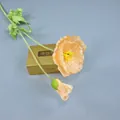 Apricot artificial poppy with realistic flocking stem and blooming silk petals - Champagne