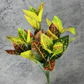 Artificial Croton plant with colorful red, yellow, and green foliage for home decor - Design No.15