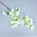 Branche de bougainvillier artificiel blanc en soie avec tige brune et petites feuilles - Blanc