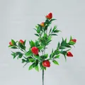 Ramo di pianta artificiale con bacche rosse e foglie verdi per decorazione domestica - 33CM / Bacca Stile Camelia