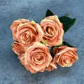 Bouquet di 9 rose artificiali in seta arancione caramello vintage per decoro nuziale - Acacia Rose (Dark Coffee)
