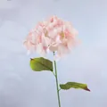 Einzelstiel Künstliche Hortensie mit hellrosa Farbverlauf und grünen Blättern - Rosa