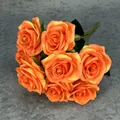 Bouquet artificiale con 10 teste di rose diamante arancioni per decorazioni nuziali - Acacia Rose (Orange)