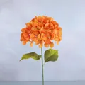 Künstliche orangefarbene Hortensie mit Seidenblüten und grünem Stiel für Dekoration - Orange