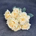 Eleganter künstlicher Rosenstrauß mit 7 Champagner-Köpfen für Heim und Hochzeit - Champagner