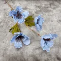 Flor de amapola azul artificial de seda con 4 cabezas para decoración de bodas y hogar - Azul