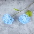 Artificial 2-head light blue silk hydrangea flower branch for wedding and home decor - Pale Blue