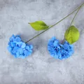 Two stems of lifelike sky blue artificial hydrangea flowers for wedding decor - Sapphire Blue
