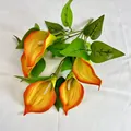Faux Calla Lily bouquet in vibrant orange gradient petals for home decor and weddings - Sunset Red