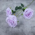 Three-stem artificial purple diamond roses with green leaves for home and wedding decor - Light Purple
