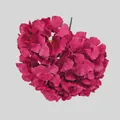 Detailed view of artificial silk hydrangea petals in deep rose pink with green stem - Deep Rose Red Without Leaves