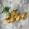 Ramo de ranúnculos artificiales amarillo jengibre con 7 cabezas para boda y hogar - Café Claro