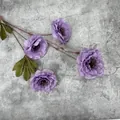 Rama de peonía púrpura artificial con cuatro cabezas de flores de seda en capas y hojas - Púrpura
