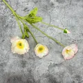 Amapola artificial rosa claro con tallo flocado y tres cabezas de flores abiertas - Rosa