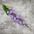 Single stem artificial lily of the valley with purple bell flowers and green leaves - Purple
