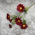Margarita artificial de 6 cabezas rojo vino para decoración de bodas y de mesa - Rojo