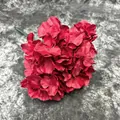 Deep red artificial hydrangea bouquet with realistic silk petals and brown stamen - Red Without Leaves