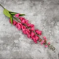 Artificial rose pink long stem flower with layered petals and green leaves for home decor - Rose Red