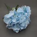 Light blue artificial hydrangea bouquet with realistic fabric petals and green stem - Blue Without Leaves