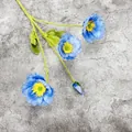 Stelo di papavero artificiale in seta blu con stami gialli per decorazione d'interni - Blu