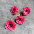 Ramo de peonías artificiales de 4 cabezas en color rojo rosa con pétalos de seda reales - Rosa Roja