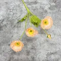 Papavero artificiale champagne con tre teste di seta e stelo floccato realistico - Corallo