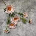 Artificial 6-head pink daisy flower stem with vibrant petals and realistic green leaves - Light Pink