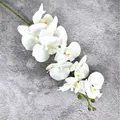 Realistischer weißer Orchideenzweig mit 9 Blütenköpfen und gelber Mitte für Deko - Nr. 10 Reinweiß