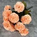Champagne artificial carnation bouquet with 13 lifelike flower heads and green foliage - Light Orange