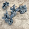 Artificial 5-head blue silk flower bouquet with vintage petals for home wedding decor - Haze Blue