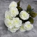 Artificial cream white carnation bouquet with lifelike green foliage on stone surface - Off White