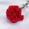 Single red velvet artificial carnation flower with green stem for home decoration - Red