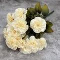 Artificial cream carnation silk flower bouquet with 13 heads for home and wedding decor - Champagne